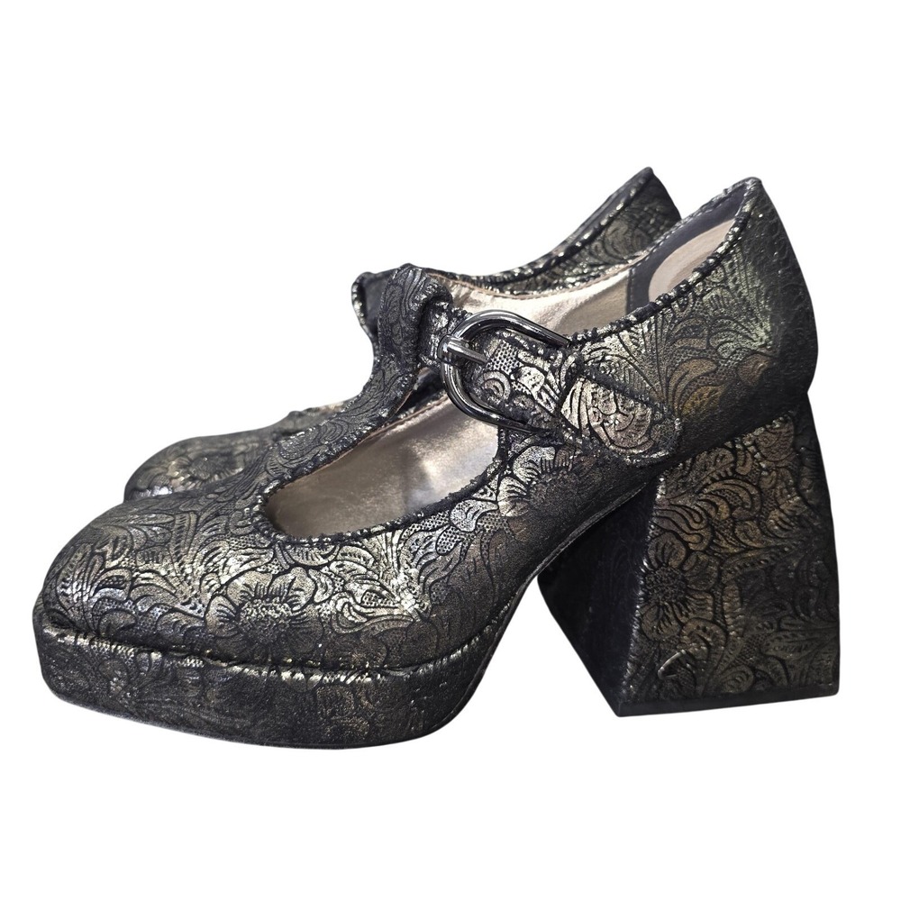 Circus Sam Edelman Platform Heels Sz 6 Black Floral Mary Jane Block Whimsigoth